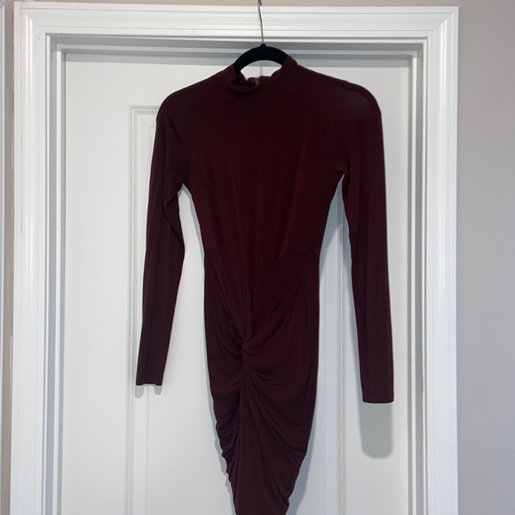 Hot & Delicious Dresses & Skirts - High-low burgundy long sleeve dress